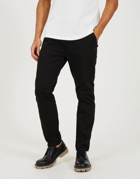 Brave Soul Cotton chino trousers in black - view 1
