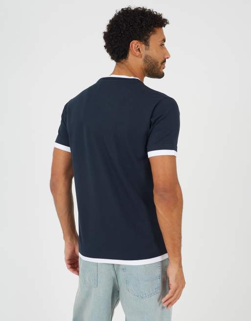 Brave Soul Cotton contrast trim t-shirt in dark navy, 2 of 4