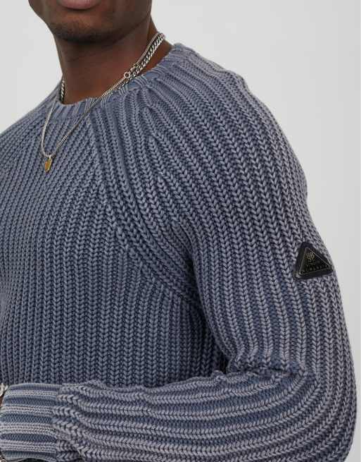 Brave Soul Maglione Girocollo Fisherman A Coste - Modello Binary/Neutron - Colore Silver L - 2