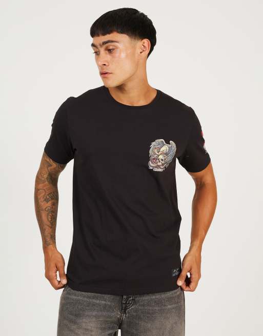 Brave Soul Cotton crew neck graphic t-shirt in black, 4 of 4
