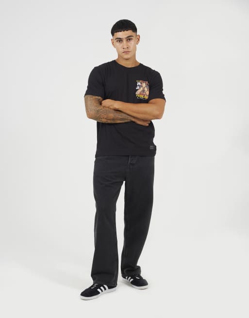 Brave Soul Cotton crew neck graphic t-shirt in black, 4 of 4
