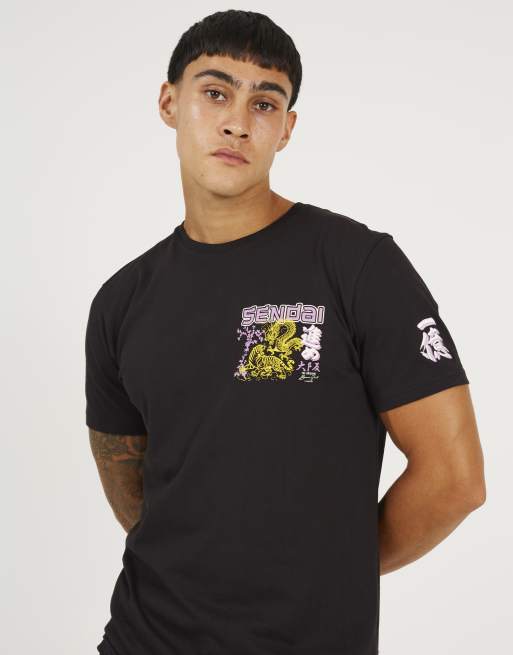 Brave Soul Cotton crew neck graphic t-shirt in black, 4 of 4