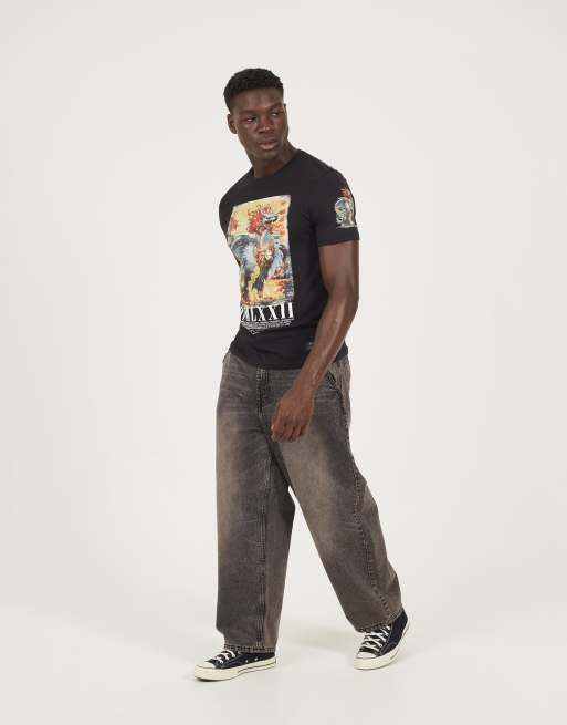 Brave Soul Cotton crew neck graphic t-shirt in black, 3 of 4