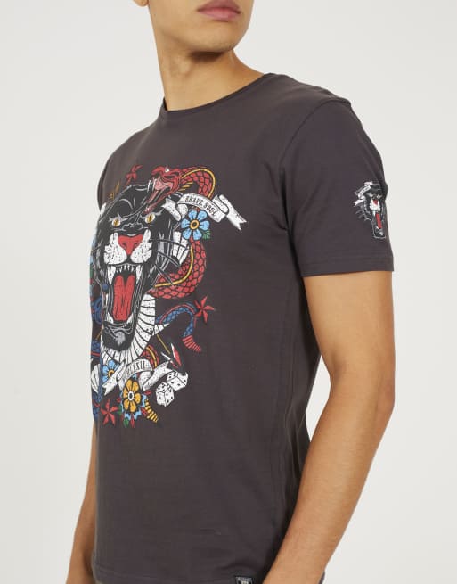 Brave Soul Cotton crew neck graphic t-shirt in charcoal, 2 of 4