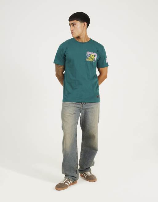 Brave Soul Cotton crew neck graphic t-shirt in green, 3 of 4