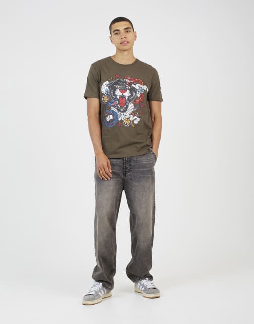 Brave Soul Cotton crew neck graphic t-shirt in khaki, 2 of 4