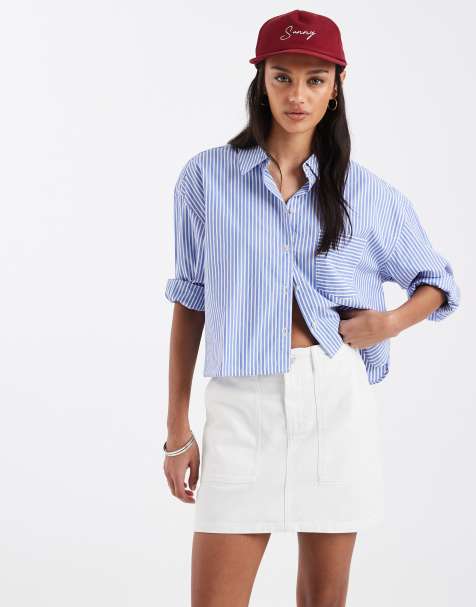 Brave Soul cotton denim mini skirt in white - view 1
