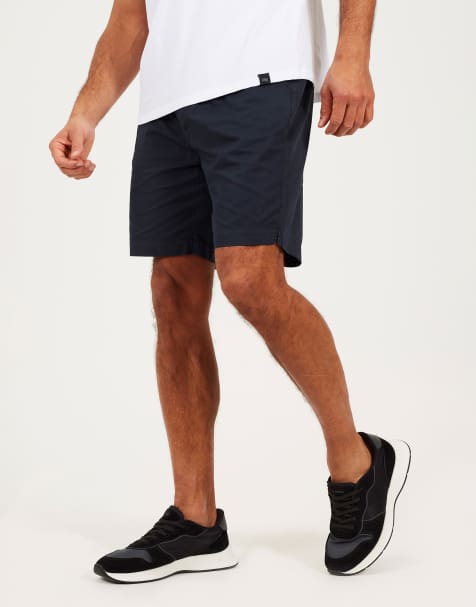 Brave Soul Cotton elasticated waist drawstring shorts in navy - view 1