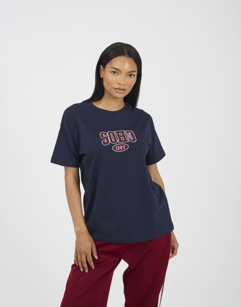 Brave Soul Cotton embroidered short sleeve t-shirt in navy - view 1