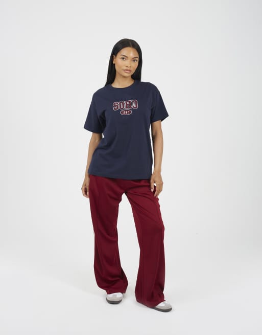 Brave Soul Cotton embroidered short sleeve t-shirt in navy, 3 of 4