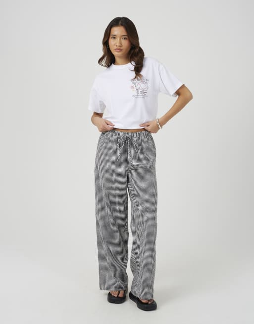Brave Soul Cotton gingham straight leg trousers in black, 3 of 4