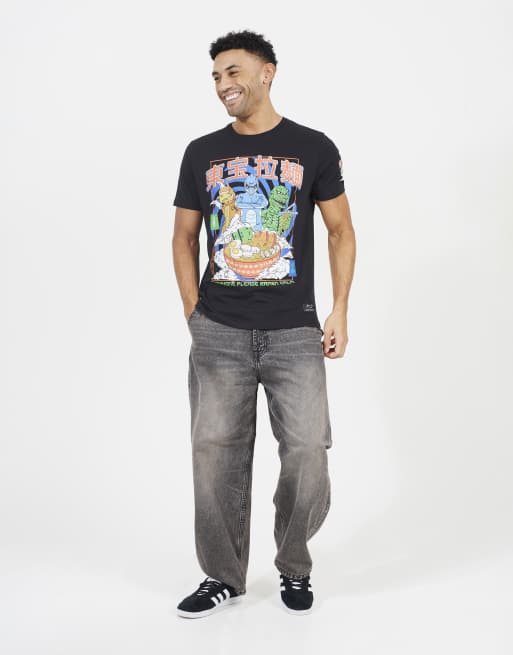 Brave Soul Cotton graphic print short sleeve t-shirt in black, 3 of 4
