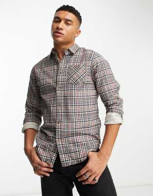 Brave Soul cotton heritage check shirt in brown