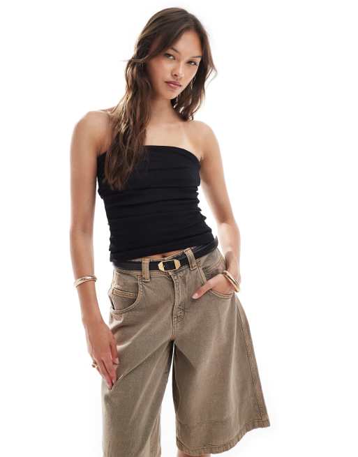Brave Soul cotton jersey bandeau top in black, 2 of 4