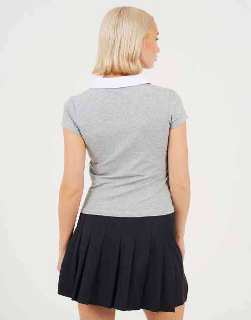 Brave Soul Cotton jersey collared t-shirt in grey, 2 of 4