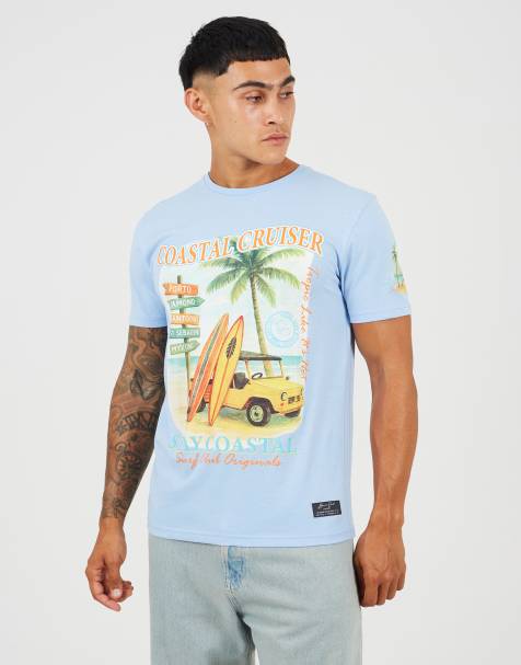 Brave Soul Cotton jersey graphic t-shirt in blue