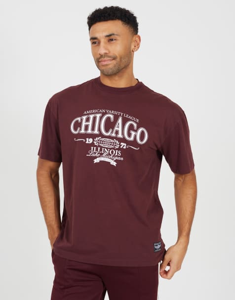 Brave Soul Cotton jersey graphic t-shirt in burgundy - view 1