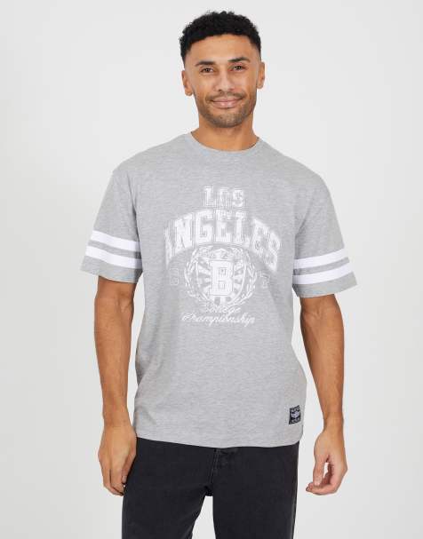 Brave Soul Cotton jersey graphic t-shirt in light grey - view 1
