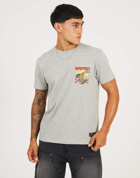 Brave Soul Cotton jersey graphic t-shirt in light grey
