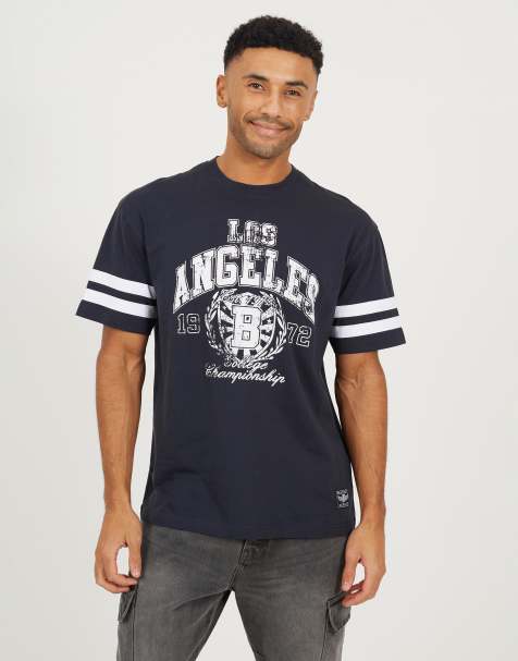 Brave Soul Cotton jersey graphic t-shirt in navy - view 1