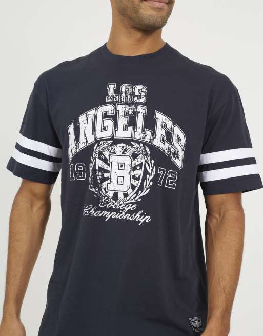 Brave Soul Cotton jersey graphic t-shirt in navy, 4 of 4