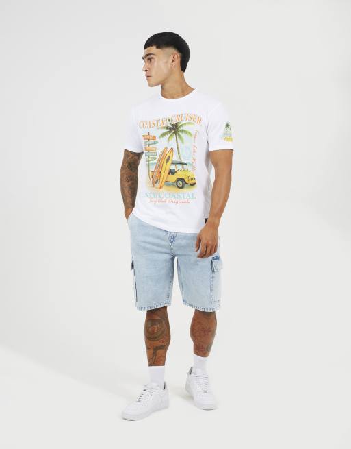 Brave Soul Cotton jersey graphic t-shirt in white, 3 of 4