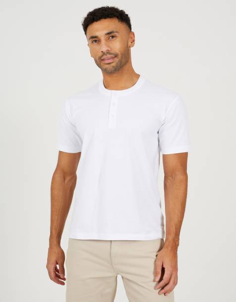 Brave Soul Cotton jersey polo shirt in white - view 1