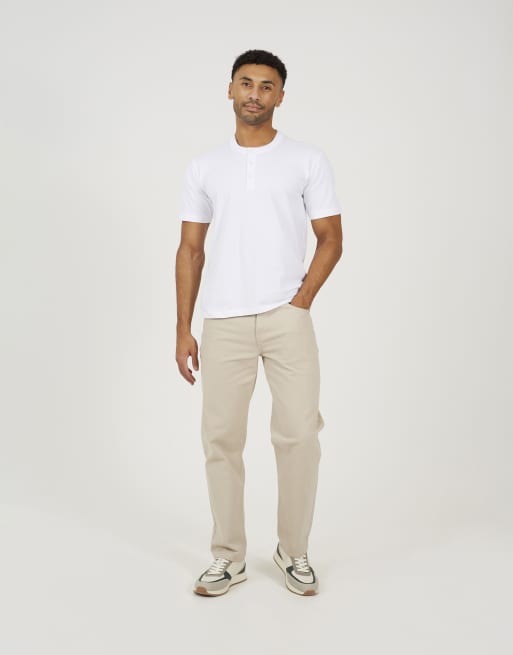 Brave Soul Cotton jersey polo shirt in white, 3 of 4