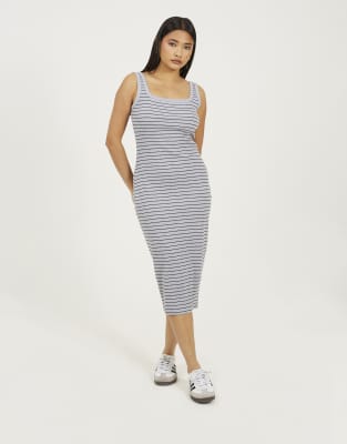 grey and white striped bodycon dress Brave Soul Cotton jersey scoop neck stripe midi in tall beach dress
