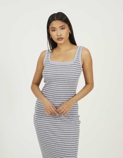grey and white striped bodycon dress Stripped Bodycon Maternity Tank Dress CREAM/BLACK / LARGE