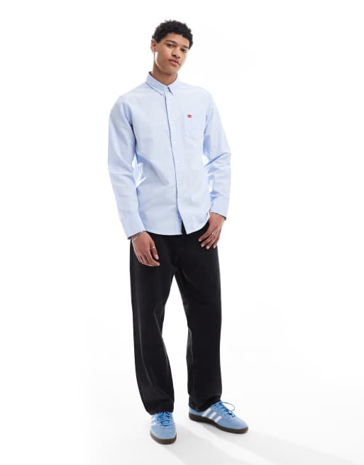 Brave Soul Cotton long sleeve oxford shirt in light blue, 2 of 4