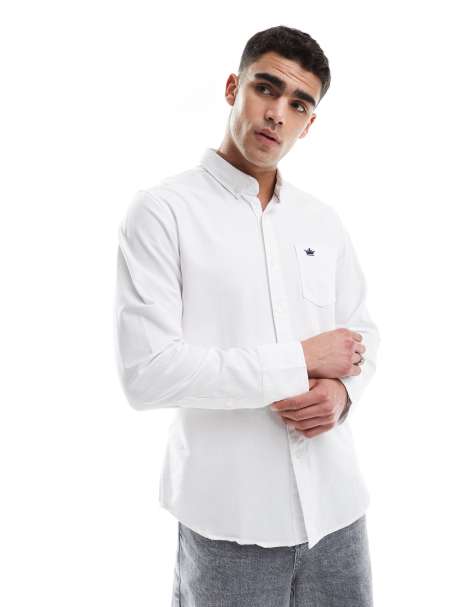 Brave Soul Cotton long sleeve oxford shirt in white