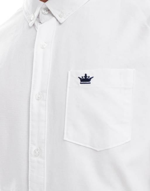 Brave Soul Cotton long sleeve oxford shirt in white, 2 of 4