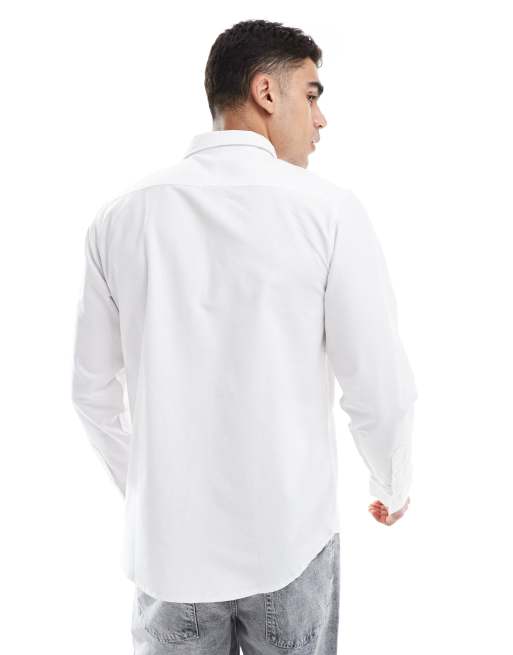 Brave Soul Cotton long sleeve oxford shirt in white, 3 of 4