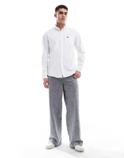 Brave Soul Cotton long sleeve oxford shirt in white, 4 of 4