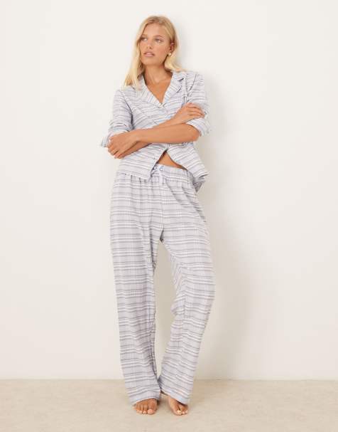 Brave Soul Cotton long sleeve shirt pyjama set in blue - view 1