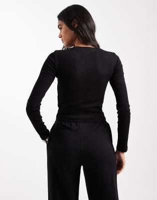 Brave Soul Cotton Long Sleeve T-shirt In Black