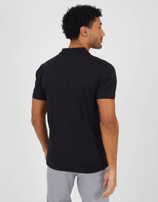 Brave Soul Cotton open collar polo shirt in black, 2 of 4