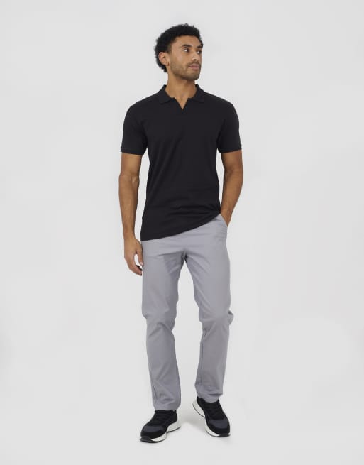 Brave Soul Cotton open collar polo shirt in black, 3 of 4