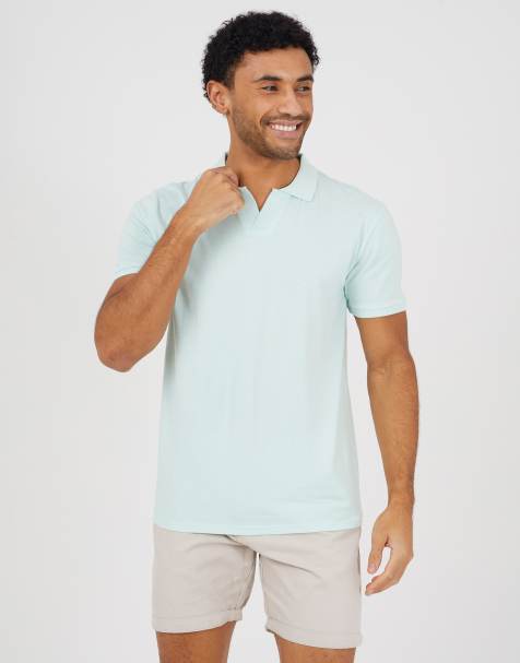 Brave Soul Cotton open collar polo shirt in mint - view 1