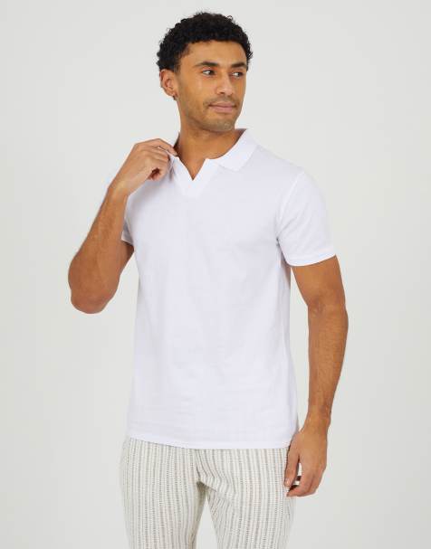 Brave Soul Cotton open collar polo shirt in white - view 1