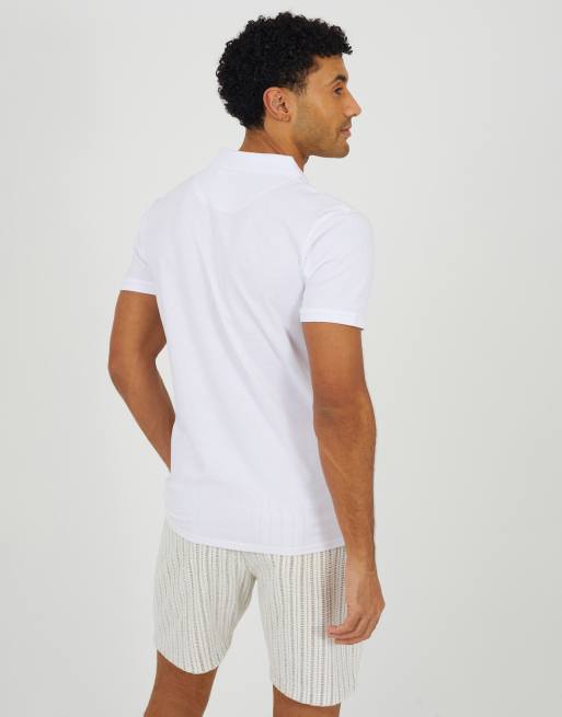 Brave Soul Cotton open collar polo shirt in white, 2 of 4