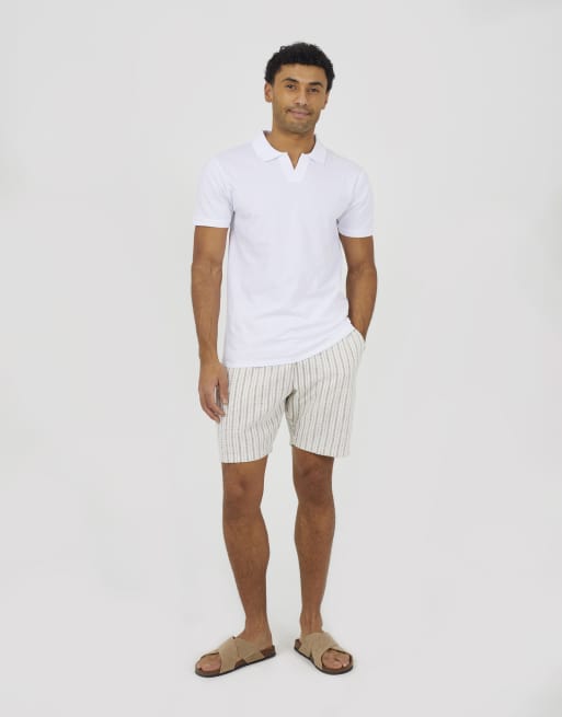 Brave Soul Cotton open collar polo shirt in white, 3 of 4