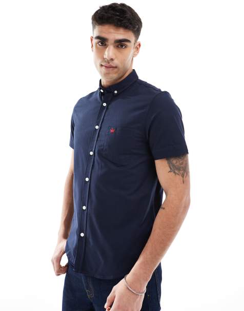 Brave Soul Cotton oxford short sleeve shirt in navy