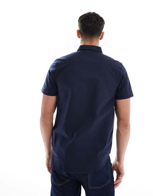 Brave Soul Cotton oxford short sleeve shirt in navy, 2 of 4