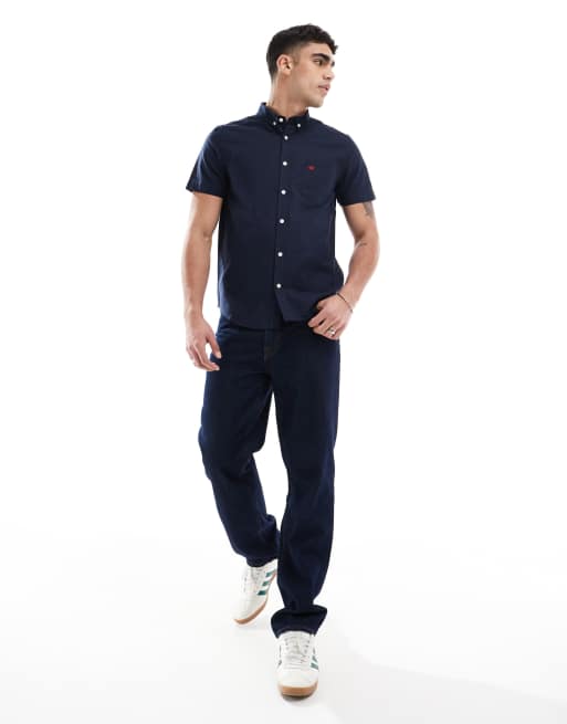 Brave Soul Cotton oxford short sleeve shirt in navy, 4 of 4