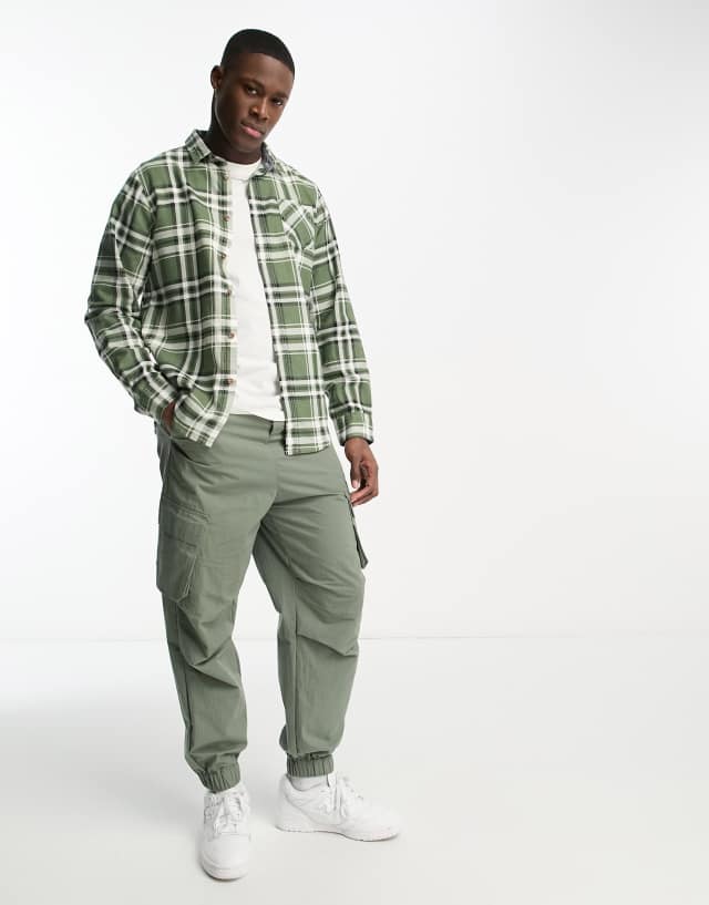 Brave Soul cotton plaid shirt in green