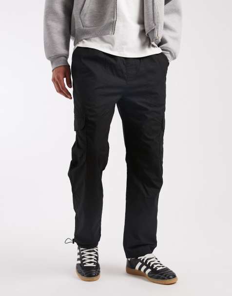 Brave Soul cotton poplin cargo pants in black - view 1