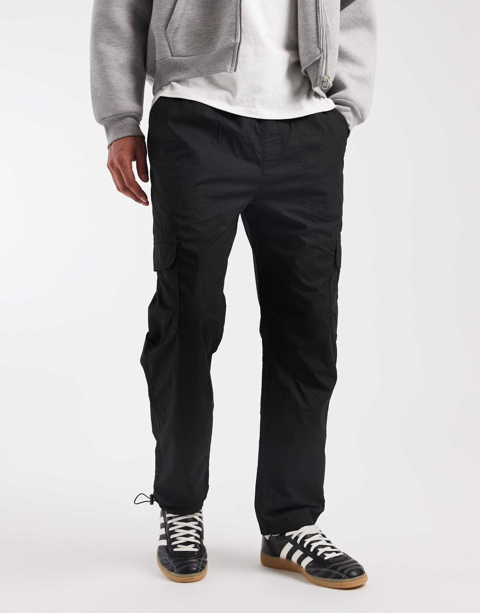 Брюки-карго из хлопчатобумажного поплина Brave Soul черного цвета