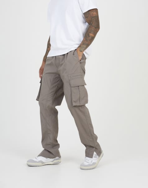 Brave Soul Cotton poplin cargo trousers in taupe